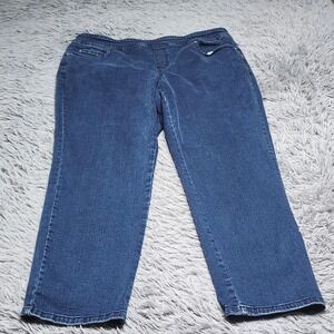 Allison Daley Pull On Jeans Women 18WR 18W Blue Denim Straight High Rise Stretch